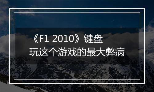 《F1 2010》键盘玩这个游戏的最大弊病
