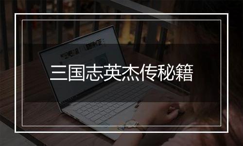 三国志英杰传秘籍