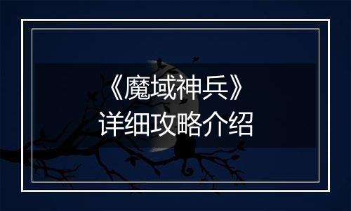 《魔域神兵》详细攻略介绍
