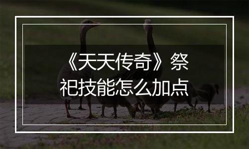 《天天传奇》祭祀技能怎么加点