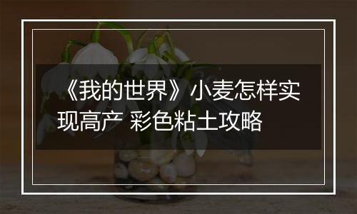 《我的世界》小麦怎样实现高产 彩色粘土攻略