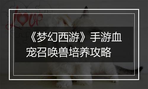《梦幻西游》手游血宠召唤兽培养攻略