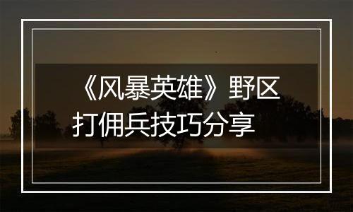 《风暴英雄》野区打佣兵技巧分享