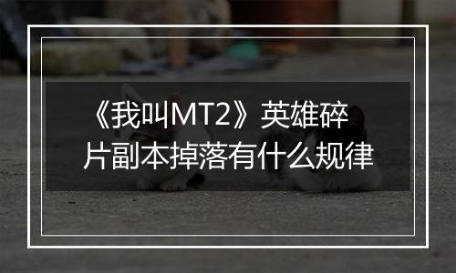 《我叫MT2》英雄碎片副本掉落有什么规律