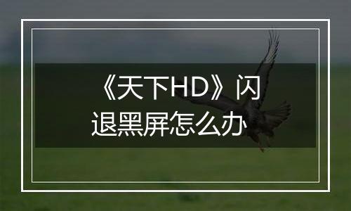 《天下HD》闪退黑屏怎么办