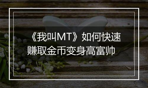 《我叫MT》如何快速赚取金币变身高富帅