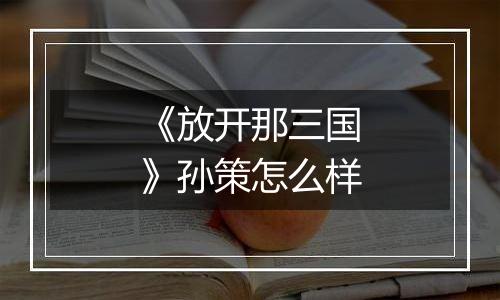 《放开那三国》孙策怎么样