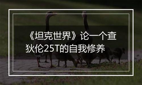 《坦克世界》论一个查狄伦25T的自我修养