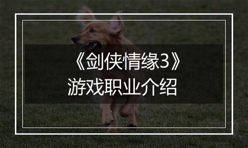 《剑侠情缘3》游戏职业介绍
