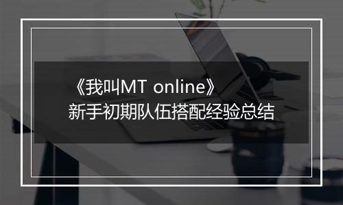 《我叫MT online》新手初期队伍搭配经验总结