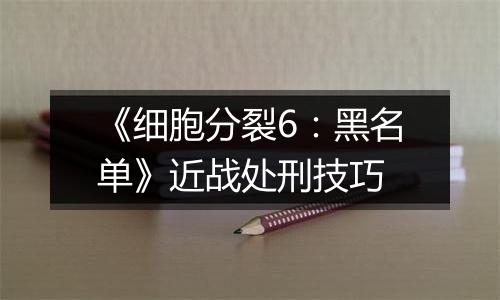 《细胞分裂6：黑名单》近战处刑技巧