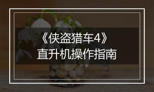 《侠盗猎车4》直升机操作指南