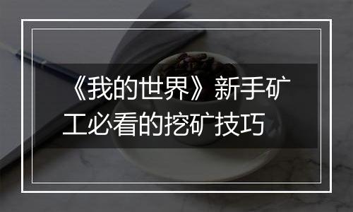 《我的世界》新手矿工必看的挖矿技巧