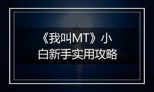 《我叫MT》小白新手实用攻略