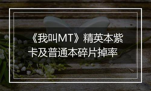 《我叫MT》精英本紫卡及普通本碎片掉率