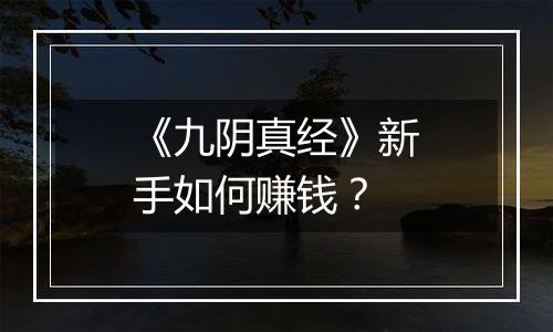 《九阴真经》新手如何赚钱？