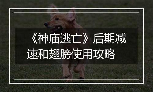 《神庙逃亡》后期减速和翅膀使用攻略