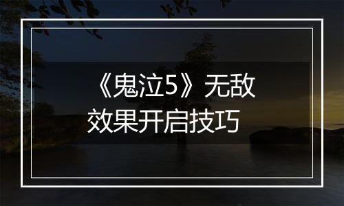 《鬼泣5》无敌效果开启技巧
