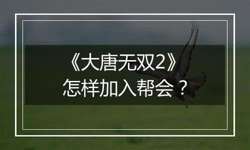 《大唐无双2》怎样加入帮会？