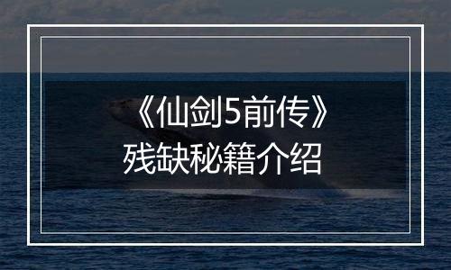 《仙剑5前传》残缺秘籍介绍