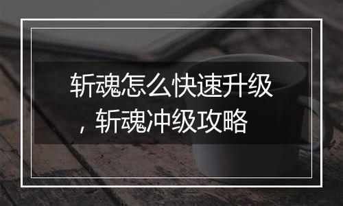 斩魂怎么快速升级，斩魂冲级攻略