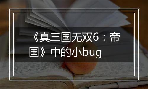 《真三国无双6：帝国》中的小bug