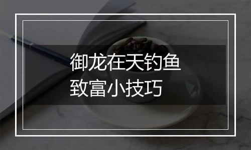 御龙在天钓鱼致富小技巧