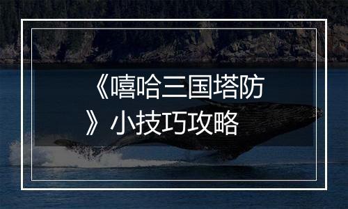 《嘻哈三国塔防》小技巧攻略