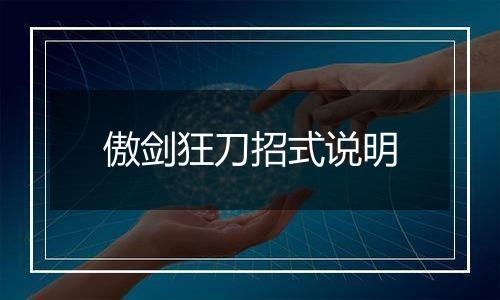 傲剑狂刀招式说明