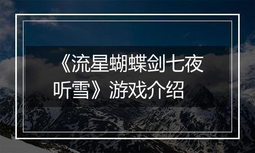《流星蝴蝶剑七夜听雪》游戏介绍