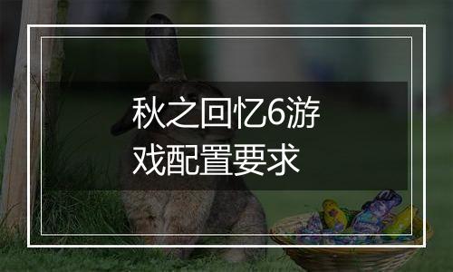 秋之回忆6游戏配置要求