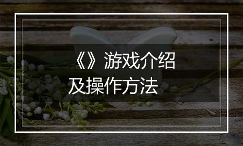 《》游戏介绍及操作方法