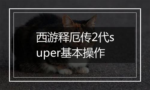 西游释厄传2代super基本操作