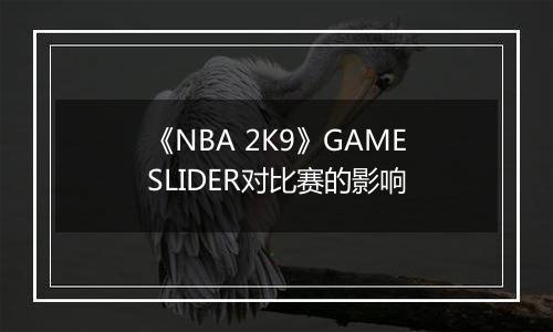 《NBA 2K9》GAMESLIDER对比赛的影响