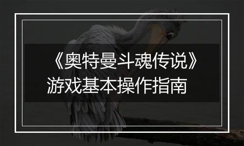 《奥特曼斗魂传说》游戏基本操作指南