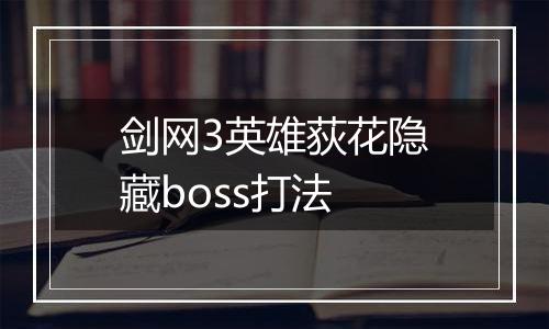 剑网3英雄荻花隐藏boss打法
