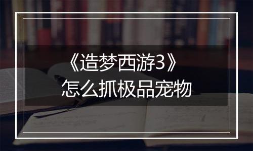 《造梦西游3》怎么抓极品宠物