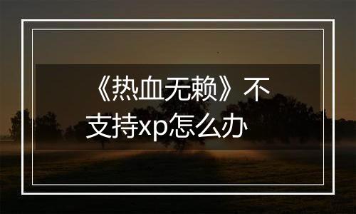 《热血无赖》不支持xp怎么办