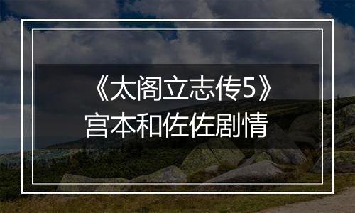 《太阁立志传5》宫本和佐佐剧情
