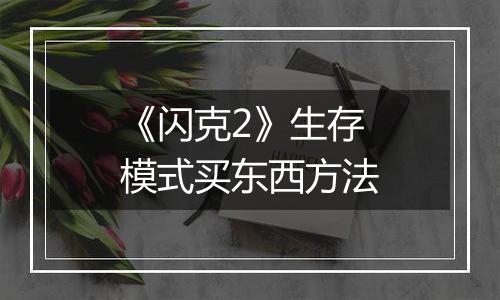 《闪克2》生存模式买东西方法