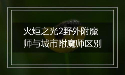 火炬之光2野外附魔师与城市附魔师区别