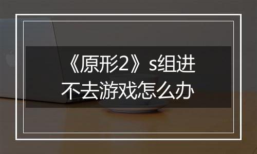 《原形2》s组进不去游戏怎么办