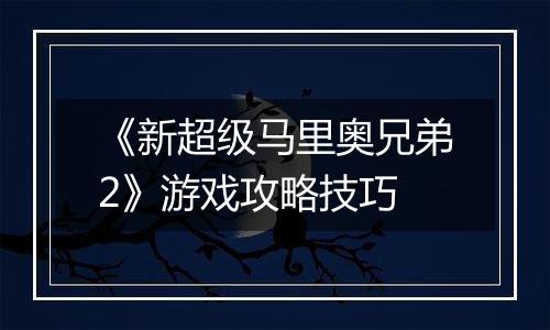 《新超级马里奥兄弟2》游戏攻略技巧