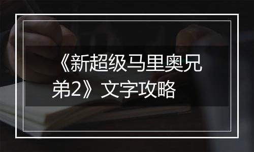 《新超级马里奥兄弟2》文字攻略