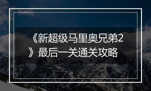 《新超级马里奥兄弟2》最后一关通关攻略