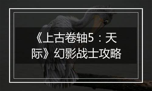 《上古卷轴5：天际》幻影战士攻略