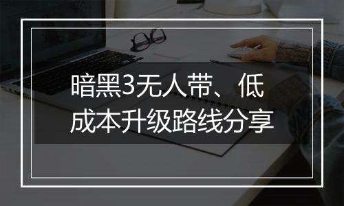 暗黑3无人带、低成本升级路线分享