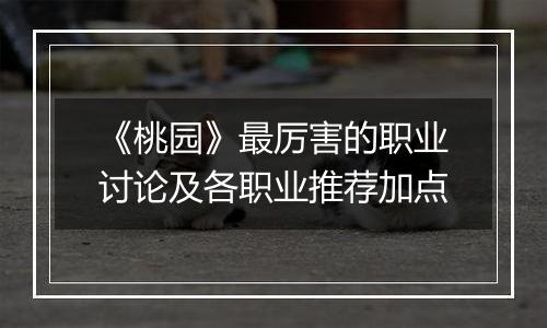 《桃园》最厉害的职业讨论及各职业推荐加点