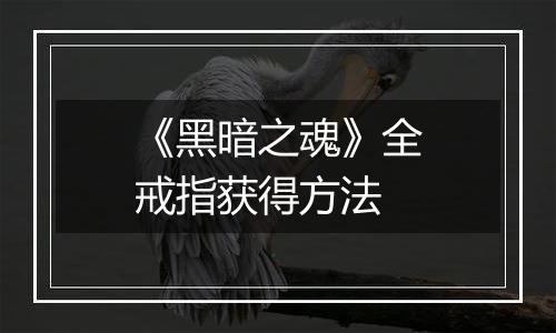 《黑暗之魂》全戒指获得方法