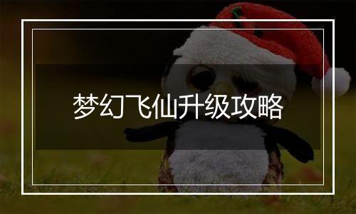 梦幻飞仙升级攻略